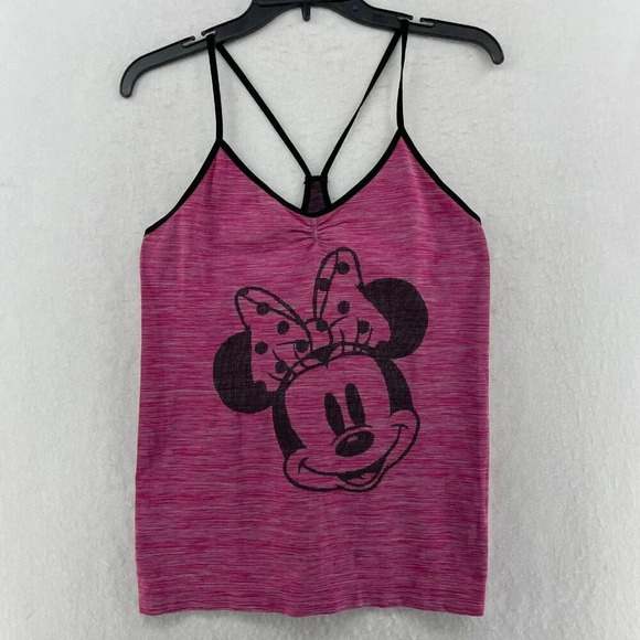 Disney Tank Top Women's Sz 2X Pink Minnie Mouse Racerback Scoop Neck Compression - Picture 1 of 10